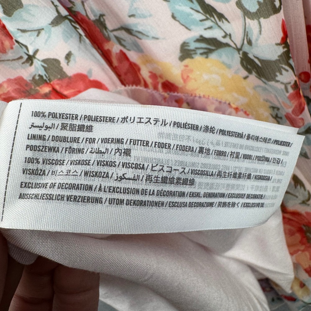 Abercrombie & Fitch Floral Mini Dress Pink Red Ruffle Wrap Sleeveless Summer S - Picture 7 of 7